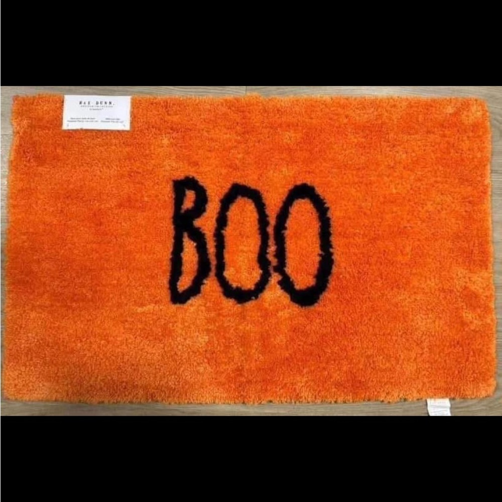 Rae Dunn Orange 'Boo' Bathmat